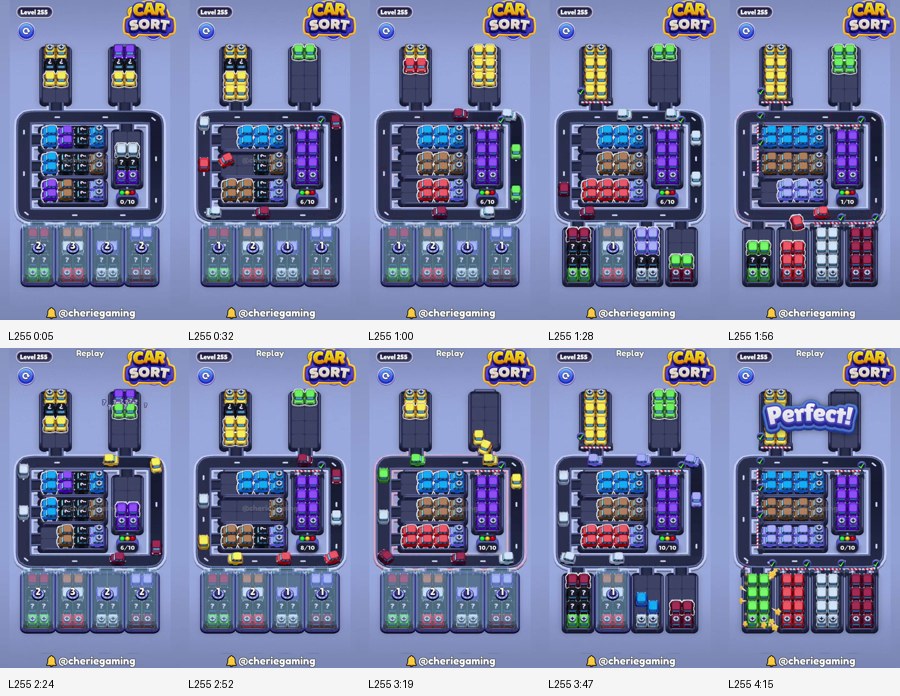 Car Sort: Color Puzzle Level 255 route reference