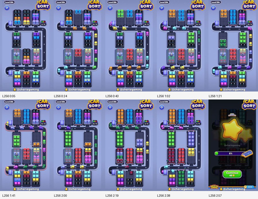 Car Sort: Color Puzzle Level 256 route reference