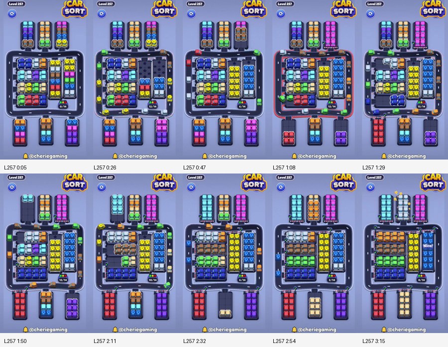 Car Sort: Color Puzzle Level 257 route reference