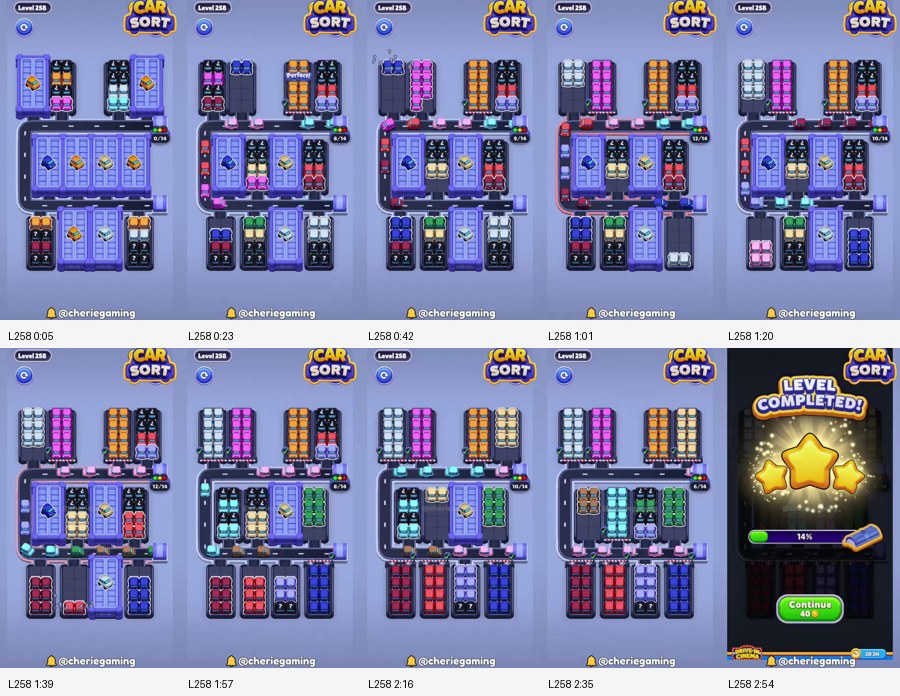 Car Sort: Color Puzzle Level 258 route reference
