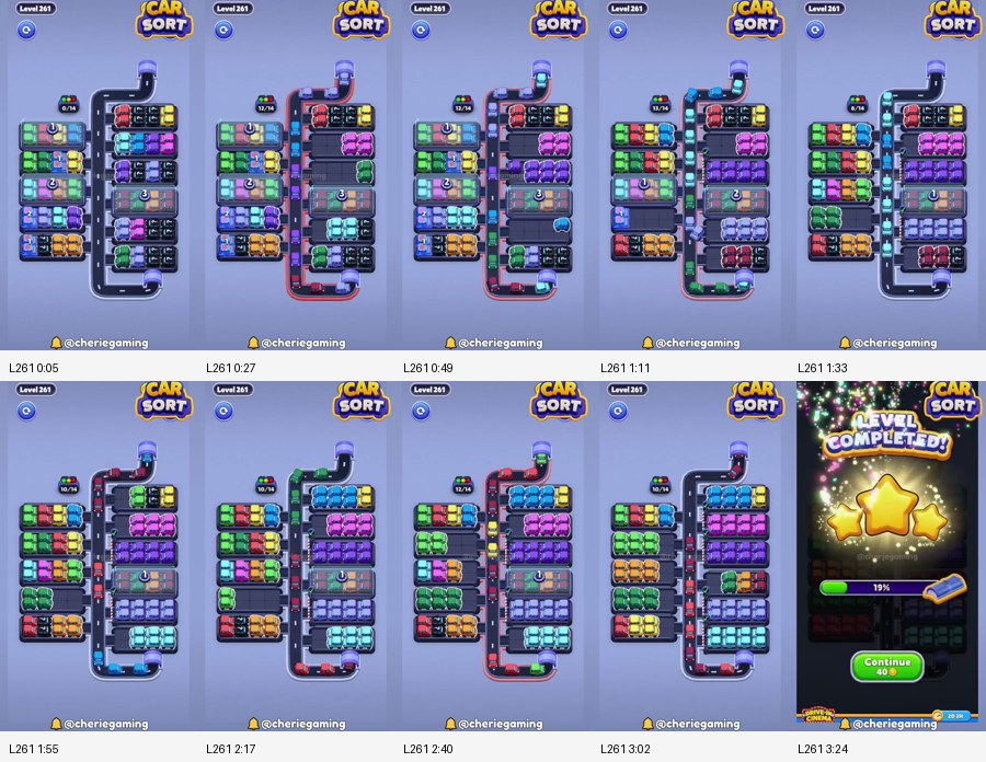 Car Sort: Color Puzzle Level 261 route reference