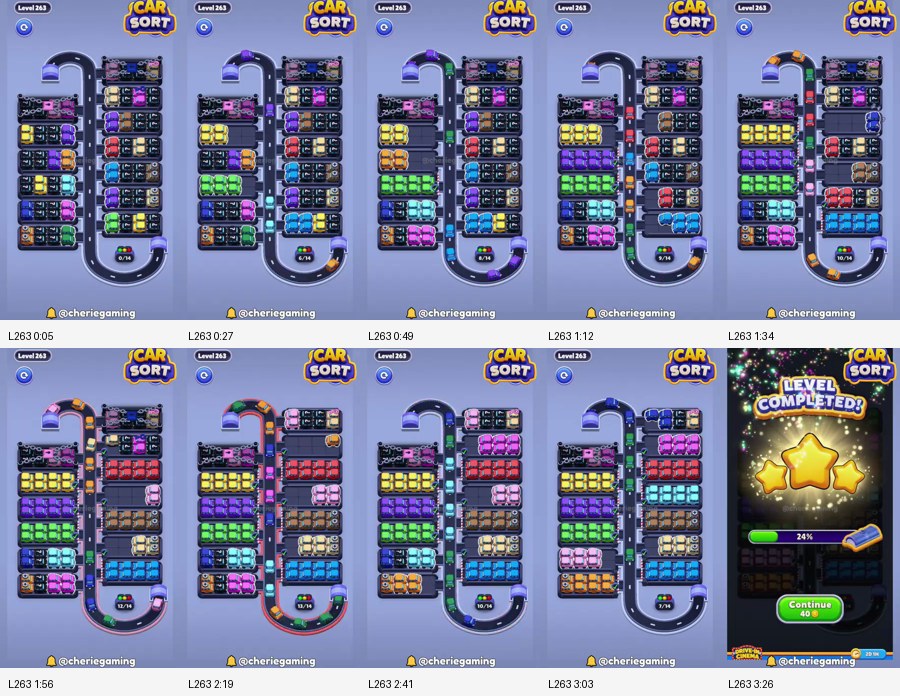 Car Sort: Color Puzzle Level 263 route reference