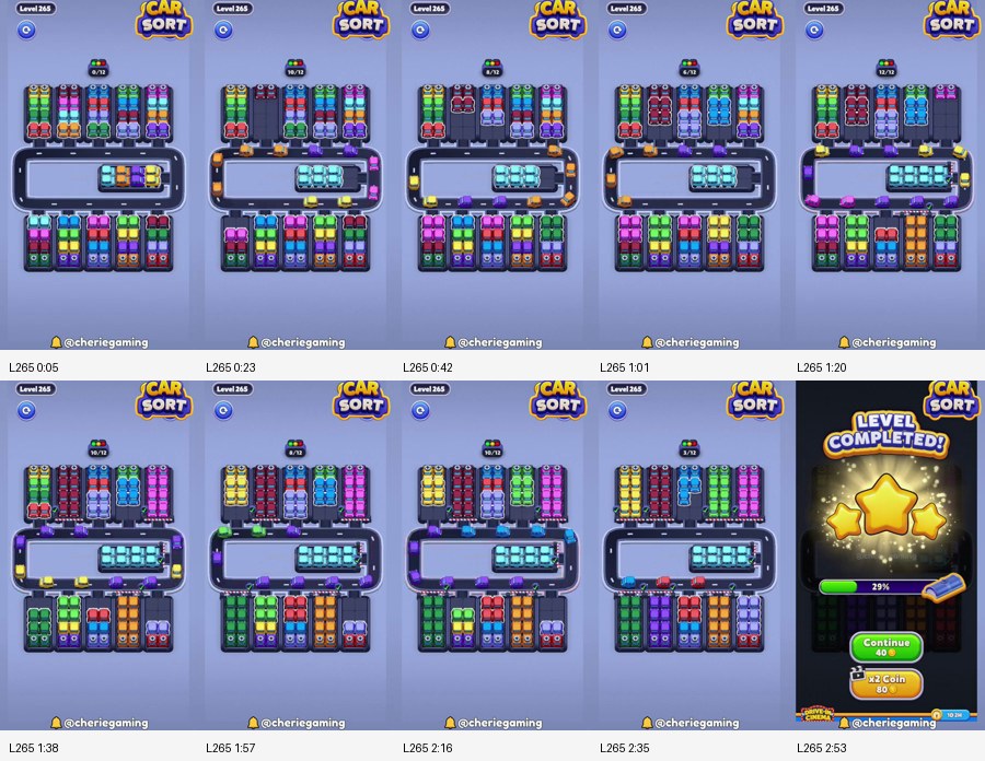 Car Sort: Color Puzzle Level 265 route reference
