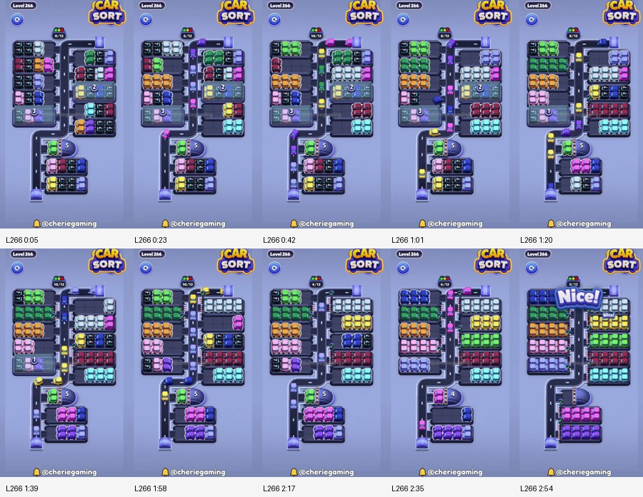 Car Sort: Color Puzzle Level 266 route reference