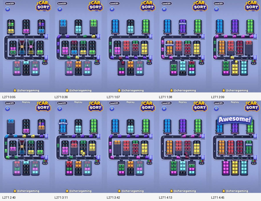 Car Sort: Color Puzzle Level 271 route reference