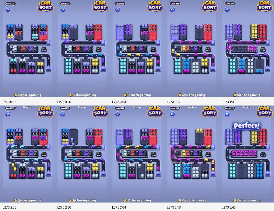 Car Sort: Color Puzzle Level 273 route reference