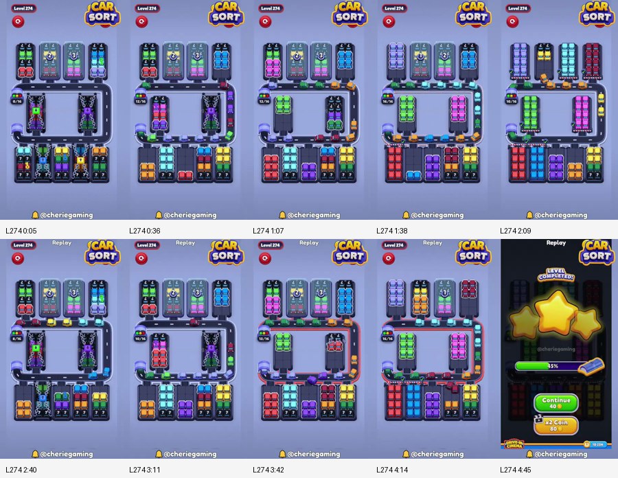 Car Sort: Color Puzzle Level 274 route reference