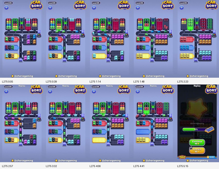 Car Sort: Color Puzzle Level 275 route reference
