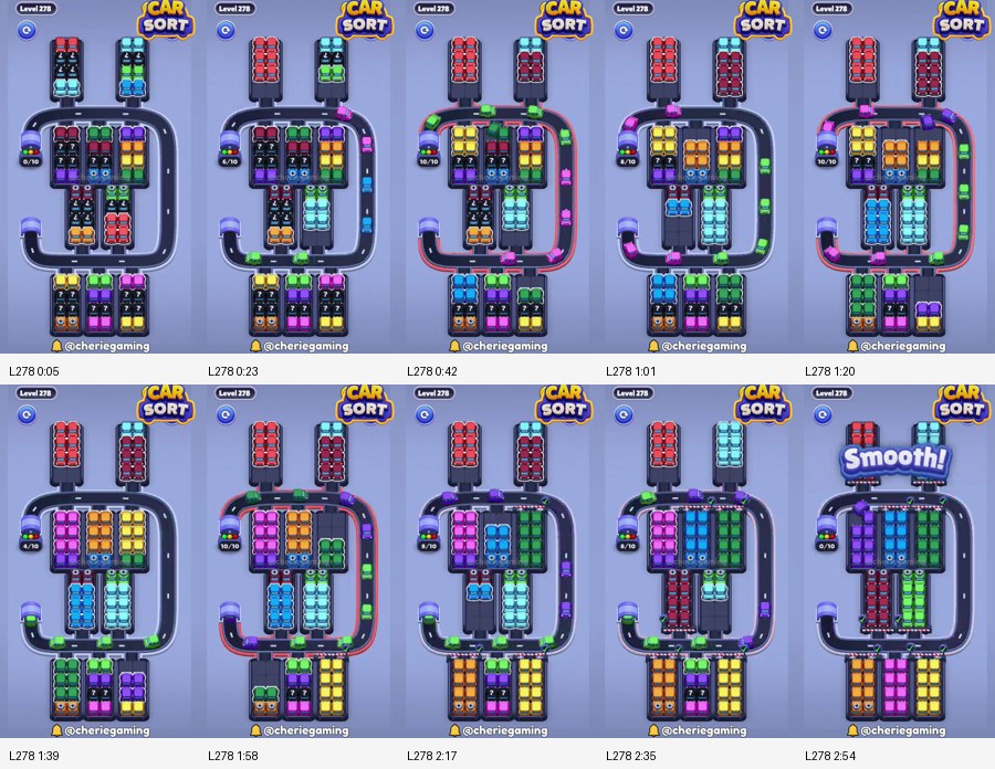 Car Sort: Color Puzzle Level 278 route reference