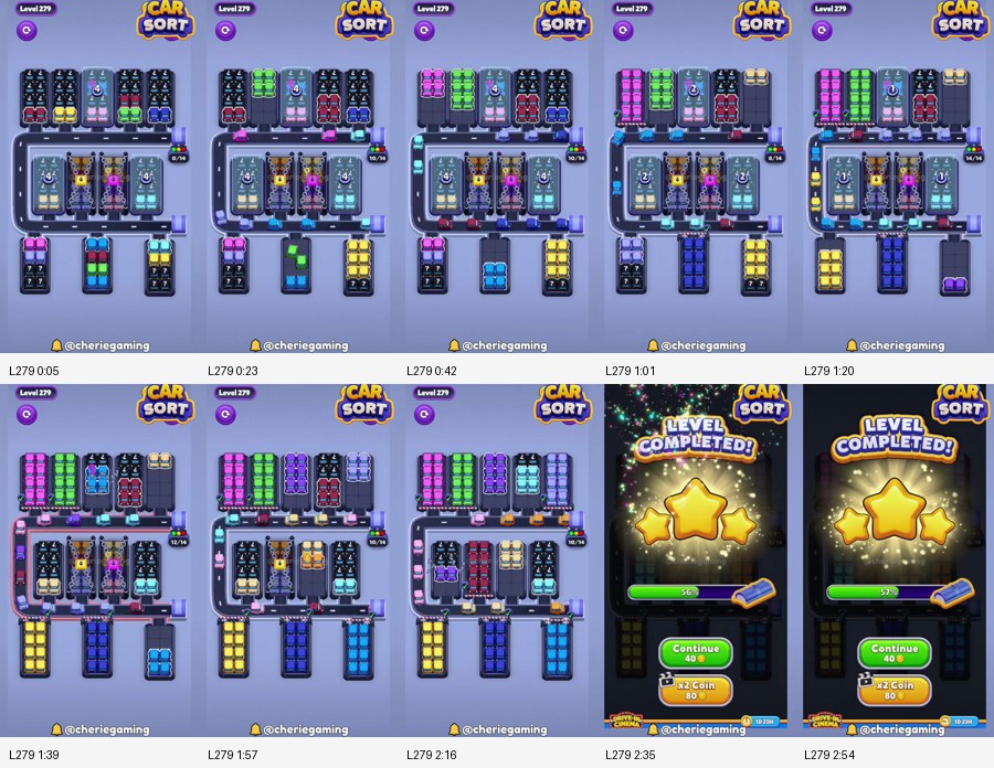 Car Sort: Color Puzzle Level 279 route reference