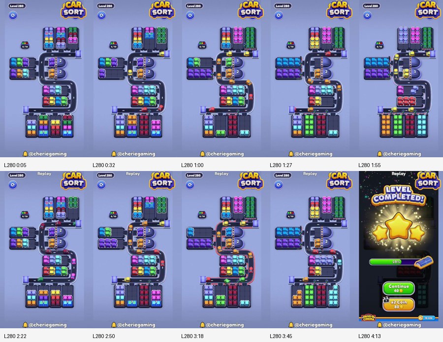 Car Sort: Color Puzzle Level 280 route reference