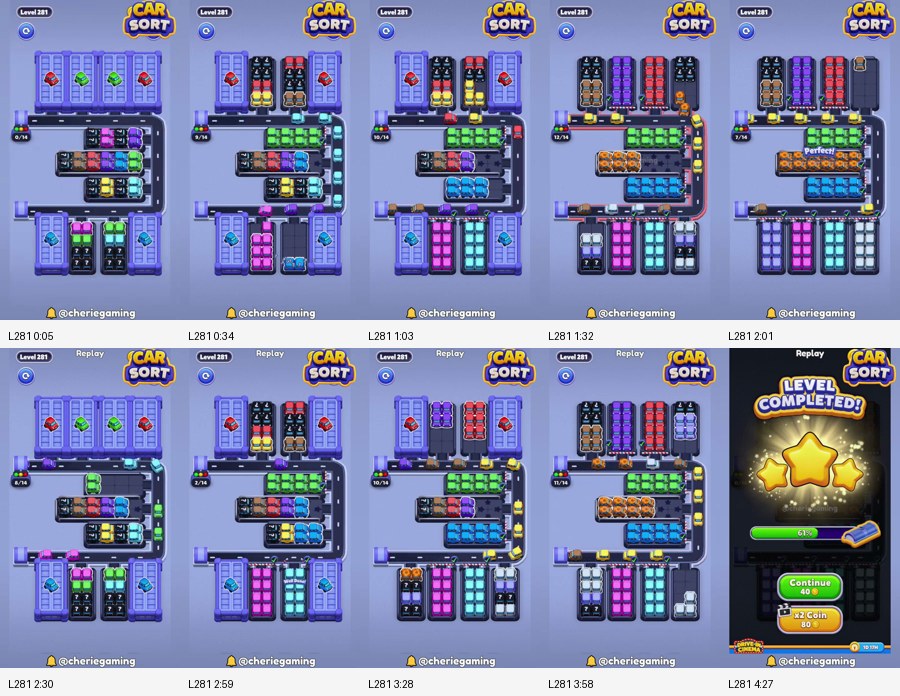 Car Sort: Color Puzzle Level 281 route reference