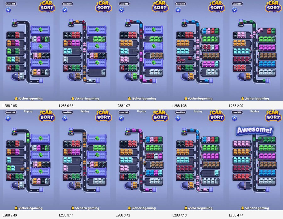 Car Sort: Color Puzzle Level 288 route reference