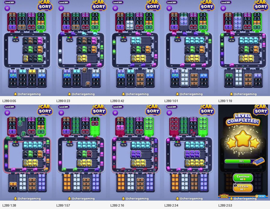 Car Sort: Color Puzzle Level 289 route reference
