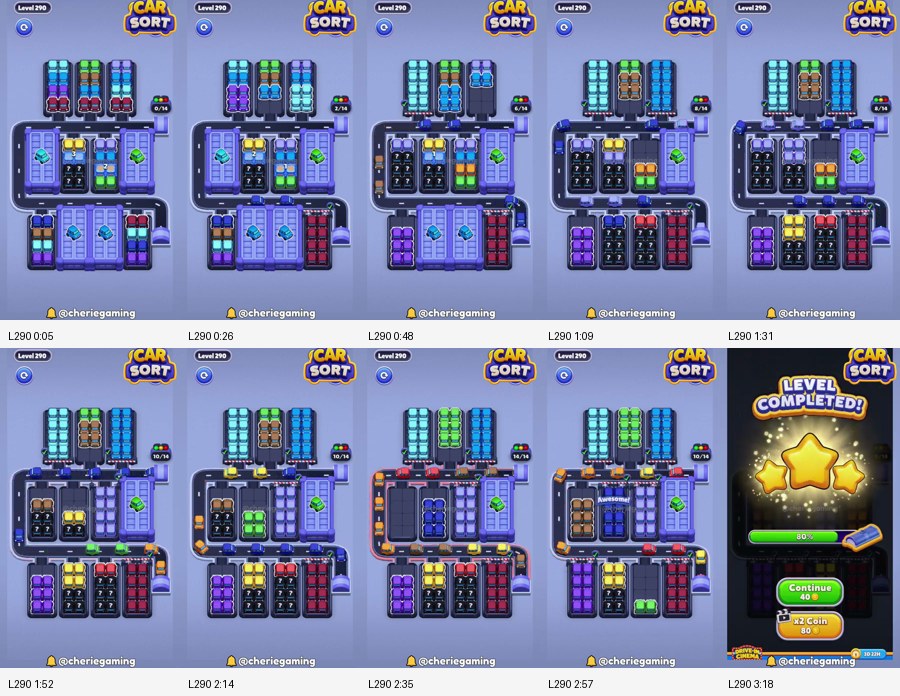 Car Sort: Color Puzzle Level 290 route reference
