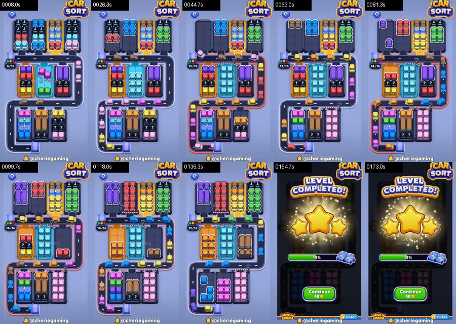 Car Sort: Color Puzzle Level 525 route reference