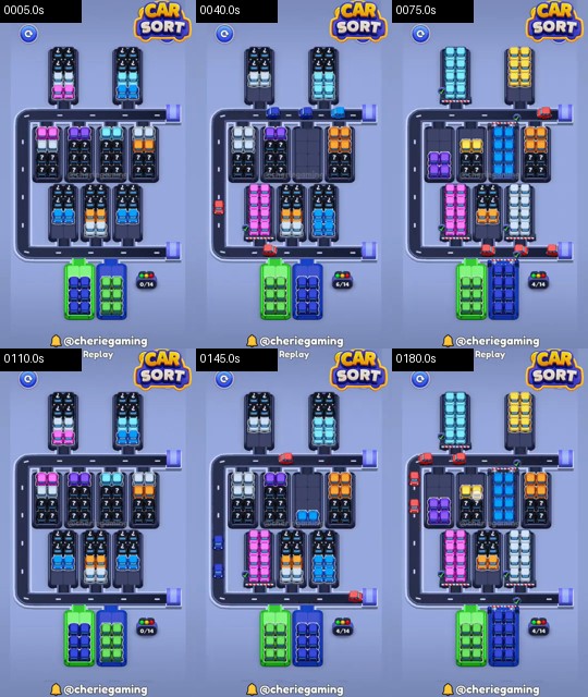 Car Sort Level 68 board analysis frames