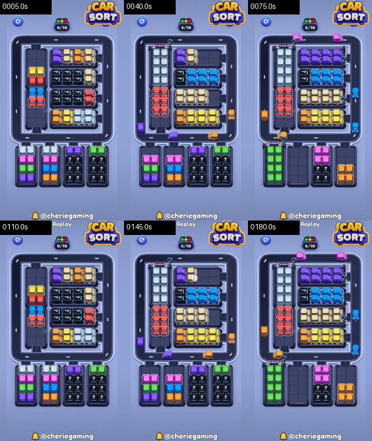 Car Sort Level 72 board analysis frames