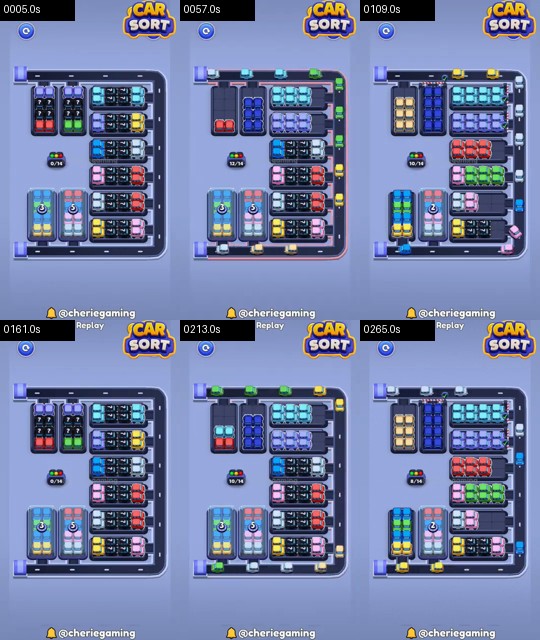 Car Sort Level 75 board analysis frames
