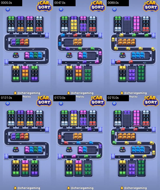 Car Sort Level 76 board analysis frames