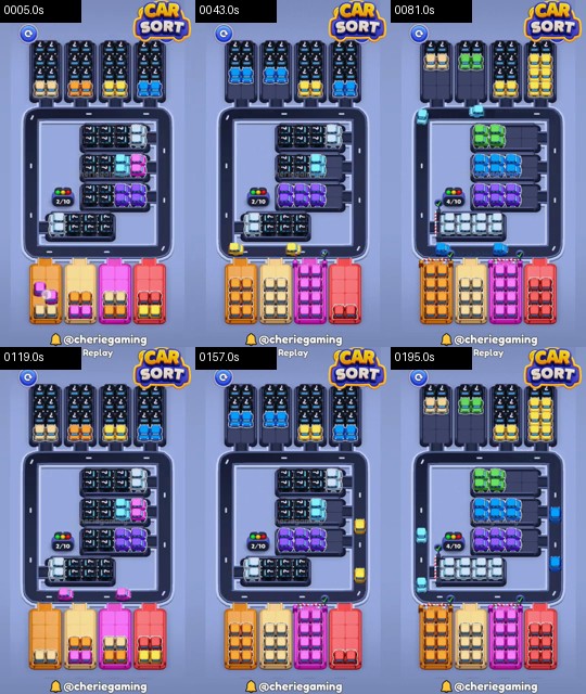 Car Sort Level 77 board analysis frames