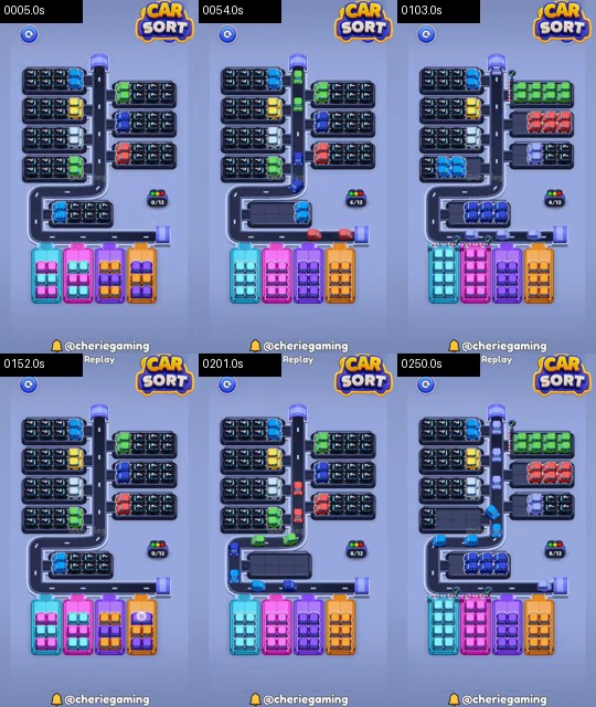 Car Sort Level 78 board analysis frames