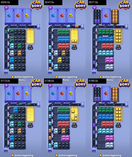 Car Sort Level 79 board analysis frames