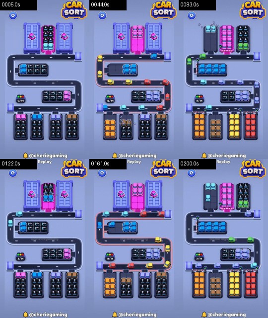 Car Sort Level 82 board analysis frames