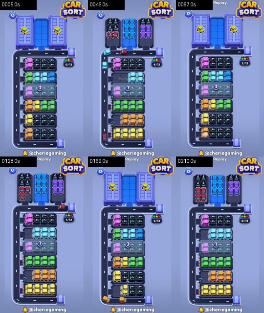 Car Sort Level 83 board analysis frames