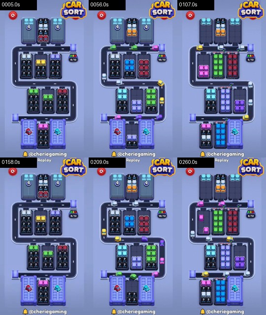 Car Sort Level 84 board analysis frames