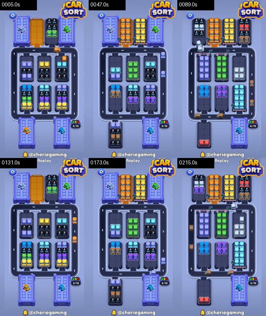 Car Sort Level 85 board analysis frames