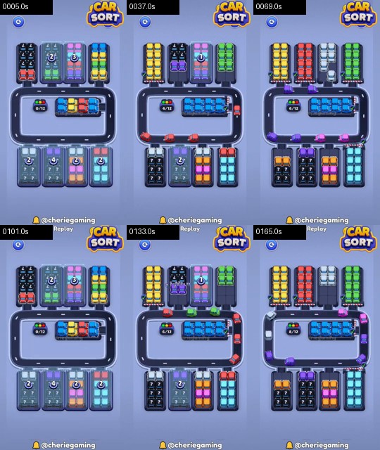 Car Sort Level 86 board analysis frames