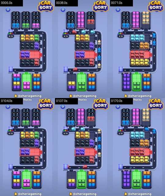 Car Sort Level 87 board analysis frames