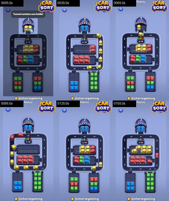 Car Sort Level 91 board analysis frames