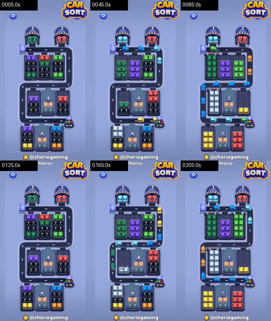 Car Sort Level 95 board analysis frames