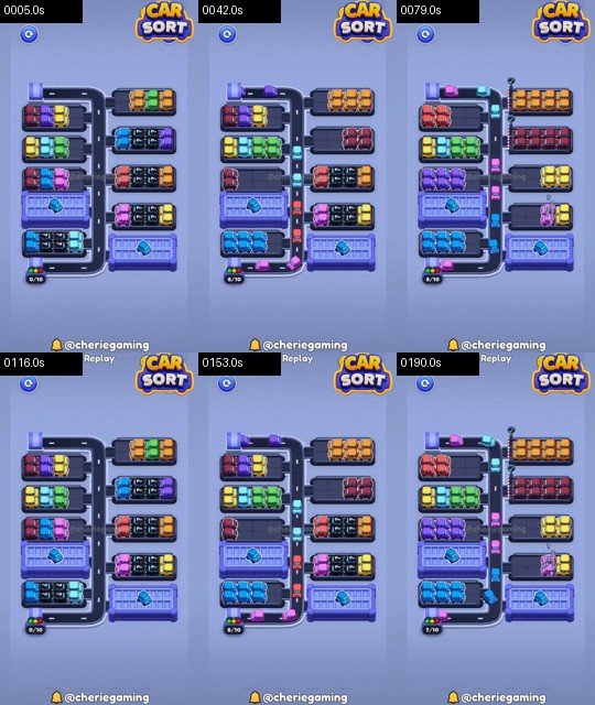 Car Sort Level 96 board analysis frames