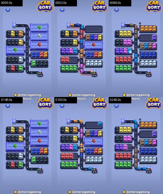 Car Sort Level 98 board analysis frames