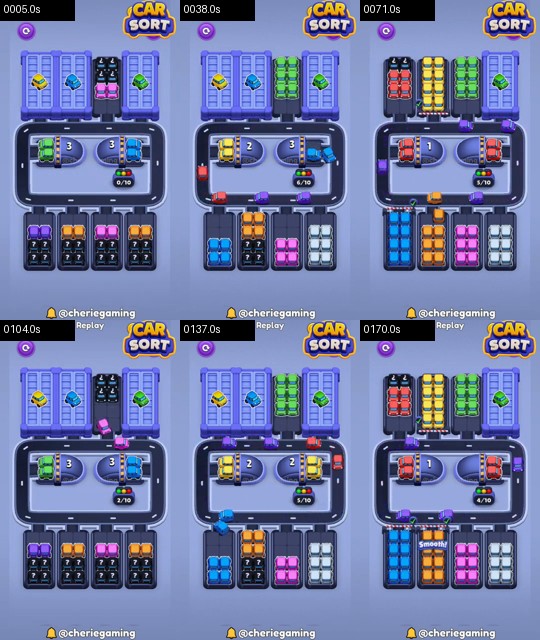 Car Sort Level 99 board analysis frames